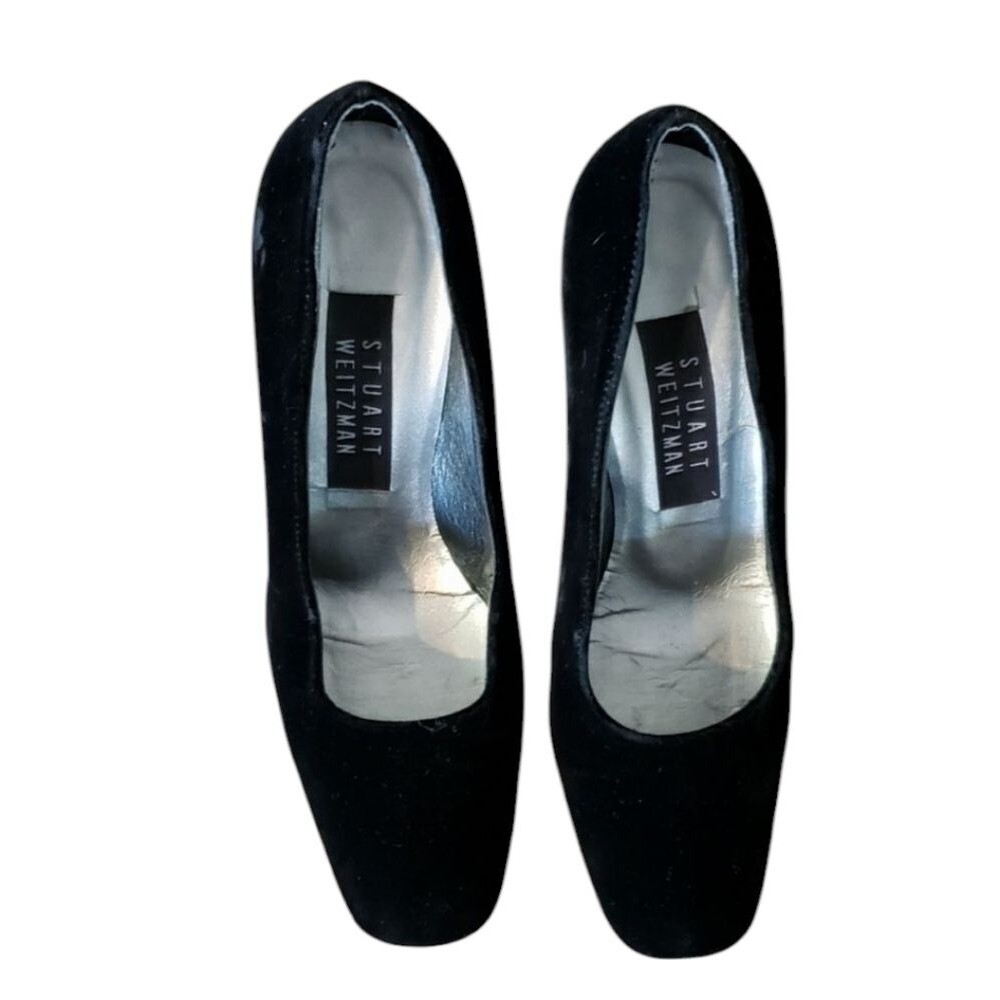 Stuart Weitzman Black Velvet/Velour Heels with Satin Heel Size 7 B